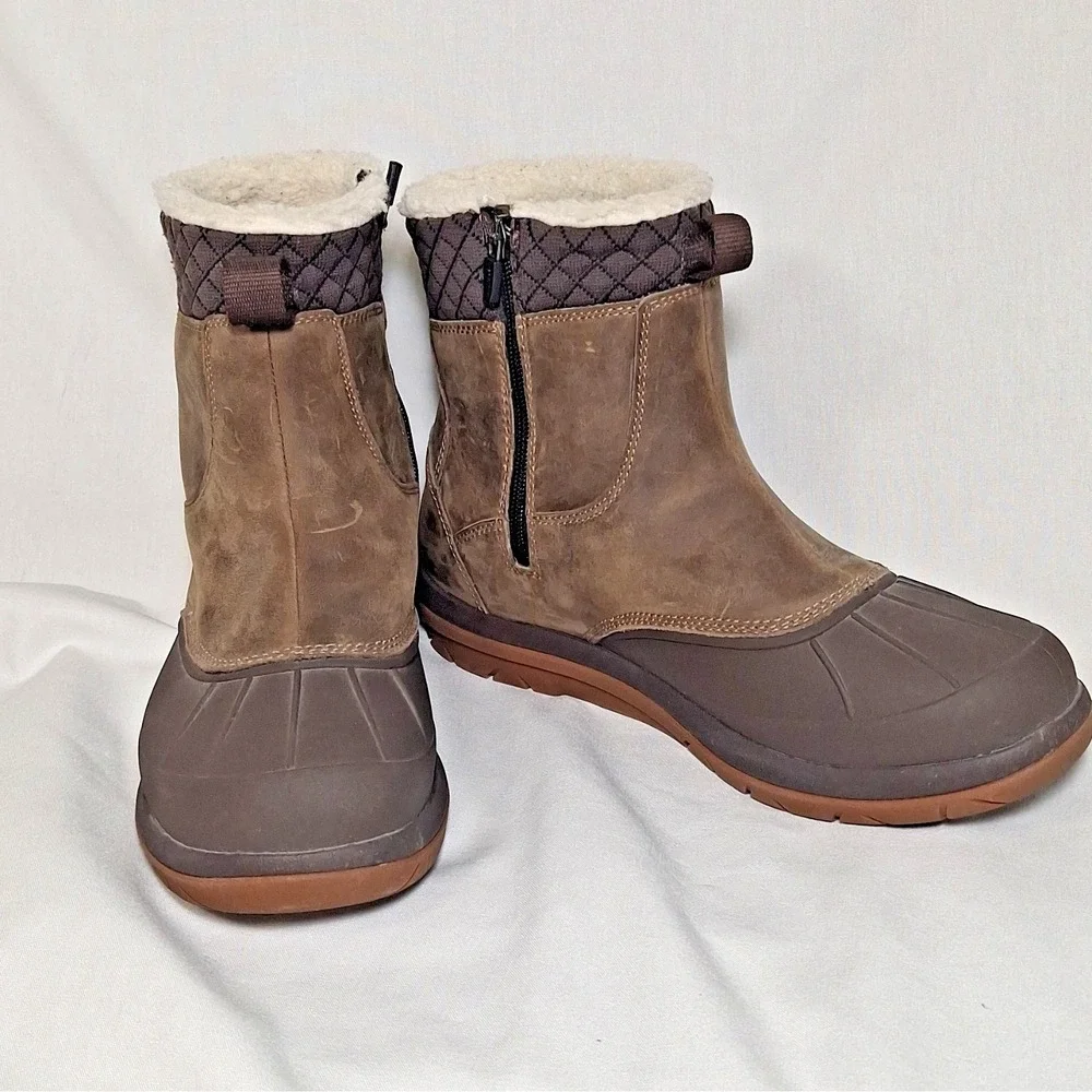 L.L.‎ Bean Womens 11 M Vista Mid Boots Gray Brown Thinsulate Waterproof Fleece